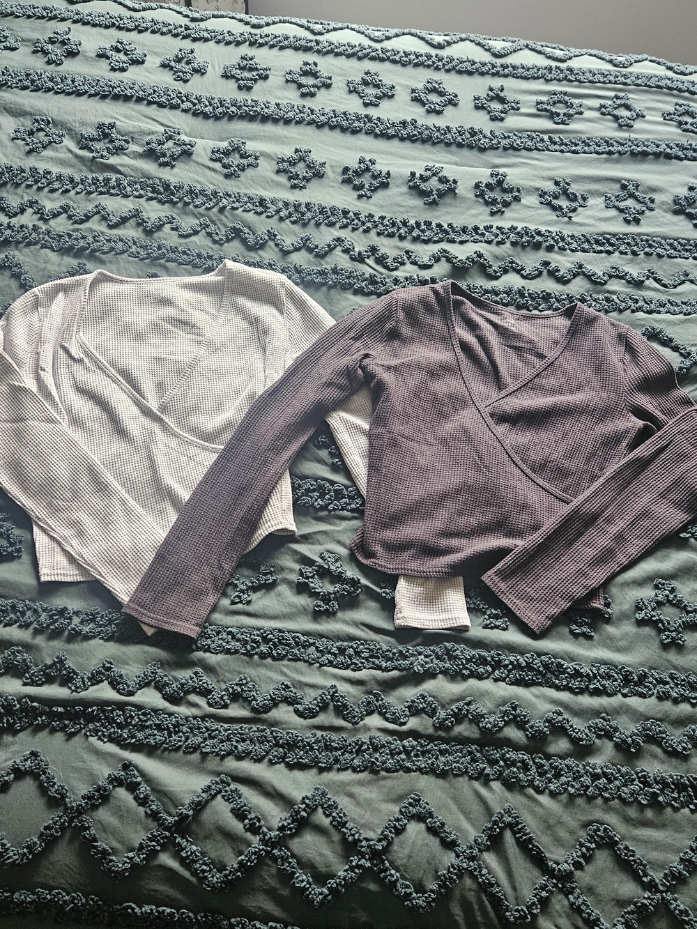 aerie Waffle Knit Wrap Front Thermal Tops (2)